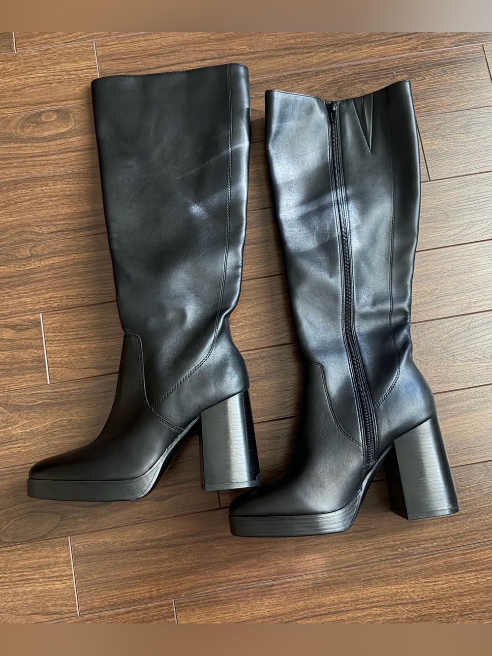 ALDO Classic Black Knee-High Block Heel Boots - Women's size 9